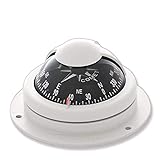 wellenshop Marine Kompass Bootskompass wasserdicht Weiß/Grau Aufbau Boot Schiffskompass Kugelkompass Motorboot-Kompass Caravan