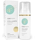 Cosphera Collagen Booster Serum 50 ml Vegan - mit Hyaluronsäure, Peptiden & Vitamin B3 - Gesichtsserum gegen Falten - Anti Falten Serum gegen Tränensäcke, Augenringe und Stirnfalten