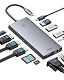 【Chip-Optimiert】Baseus USB C Docking Station 3 Monitore, 13-in-1 USB C Hub mit 2 HDMI 4K@60Hz, DisplayPort 4K@60Hz, VGA, USB 3.1 10 Gbps, PD 100W und Ethernet für Dell/HP/Lenovo/Surface Laptop