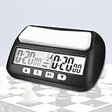 Miiepls Schachuhr Professional, Digitale Multifunktionsanzeige Schachtimer, mit Weckfunktion, Schachuhr Chess Timer elektronische Brettspiel für Zuhause & Turniere