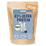 ULTRA PROTEIN - 85% Proteingehalt | Veganes Proteinpulver Rohkostqualität für Muskelaufbau | BIO | Eiweiß aus Erbsenprotein, Reisprotein, Hanfprotein ohne Süßungsmittel | Eiweißpulver vegan 1000g