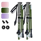 Yourjoy Wanderstöcke, Macaron-Farben, 2 Stück, stoßfest, verstellbar, zusammenklappbar, für Trekking oder Spazierengehen, leichte Aluminiumstöcke für Erwachsene, Grün