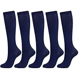 Damen Over-Thigh Socke, gestreift, 5 Paar, Kompressionssocken, kniehohe Stützstrümpfe für Männer und Frauen, blau, S