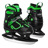 Nattork Eisrutschen für Kleinkinder, Jungen und Mädchen, Hockey-Spitze-Up verstellbare Skates - Weiche Polsterung und verstärkte Knöchelstütze mit 4 Größenverstellungen - Green, L