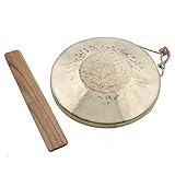 Handgefertigter Kleiner Gong - Durchmesser 21 cm, traditionelles Schlagmusikinstrument mit Schlagstock, Geschenk für Yogo, Meditation, Sportspiele, Haustiertraining, Warnungen (Farbe：Bass)