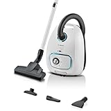 Bosch Staubsauger mit Beutel Serie 4 ProHygienic BGD41HYG, ideal für Allergiker, Hygiene-Filter, 10 Jahre Motorgarantie, integriertes Zubehör, Matratzendüse, langes Kabel, Made in Germany, 600 W, weiß