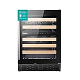 Hisense RW17W4NWLG0 Weintemperierschrank, Kapazität bis zu 46 Flaschen, Glastür mit UV Schutz, LED Innenbeleuchtung, Türanschlag wechselbar, schwarz