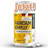 Magnesium Komplex, 180 Tabletten - 400 mg elementares Magnesium PREMIUM, 5 hochwertige Formen: Bisglycinat, Magnesiumcitrat, Malat & Oxid. Magnesiu - Optimale Bioverfügbarkeit