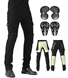 CTBQiTom Motorradhose Herren Mit Aramid Schutzfutter Motorrad Biker Hosen Mit CE abnehmbaren Rüstung,Schwarz,38W/31L