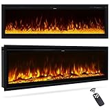 INMOZATA 50 Zoll Elektrokamin mit Heizung, 3-IN-1 Elektrokamin Wand/Einbau/Standkamin,Kamin Elektrisch mit Heizung 900W&1800W, 12 Flammenfarben, Heizfunktion, Thermostat, Timer, Fernbedienung
