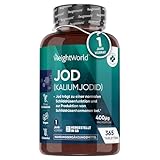 Jod Tabletten - 400µg pro Tablette - unterstützt Schilddrüsenfunktion, Haut & Stoffwechsel - 365 Kaliumjodid Tabletten - 1 Jahresvorrat - Alternative zu Kelp Jodid Tropfen - Veganes Iodine WeightWorld