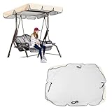 SEXIPLEXIX 600D Hochwertiges,Silberbeschichtetes Oxford-Gewebe für Hollywoodschaukeln Dachbezug für Terrasse,Rasengarten,Party Dach Für Hollywoodschaukel,beige-164 * 114 * 15cm