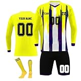 Torwarttrikot für Erwachsene/Kinder, personalisierbar, langärmelig und Hose mit Team-Logo, 3-gelb, S