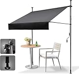 HOMEDEMO Klemmmarkise Markise Balkon (150 cm x 125 cm) Anthrazit mit Handkurbel, Balkonmarkise ohne Bohren, Sonnenschutz und wasserdicht, UV-beständig und höhenverstellbar