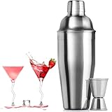 Cocktail Set 25 oz / 750 ml, Cocktail Shaker Edelstahl Cocktail Shaker Mixer Eingebautes Barkeeper Sieb mit Messbecher 15/30 ml Trinkbar-Set Zubehör für Bar, Startseite, Partei