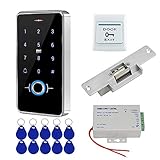 FST Kit Türzugangskontrollsystem Set Biometrie Fingerabdruck IP68 Wasserdichte RFID-Tastatur + Netzteil + NC-ausfallsicheres Elektrisches Schlagschloss + 10 Stück 13,56 MHz RFID Keyfobs