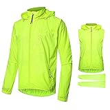 SFITVE 2 in 1 Outdoor Fahrradjacke Herren Atmungsaktiv Sommer,Wasserdicht Fahrradweste Herren Reflektierend mit Abnehmbaren Ärmeln,UV-Schutz Ultraleichte Mountainbike Jacket(Size:L)