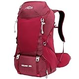 INOXTO 40L Wanderrucksack, Camping-Rucksack mit wasserdichtem Regenschutz für Herren, Outdoor-Sport, Reisen, Tagesrucksack zum Klettern (rot)