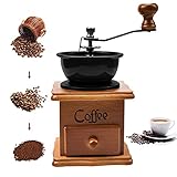 Manuelle Kaffeemühle Vintage Kaffeemühle Antik Holz Manuelle Kaffeemühle mit Einstellbarer Zahnradeinstellung für Zuhause, Büro und Reisen Office
