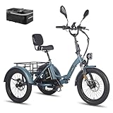 Fafrees 2025 F20 Mate E-Bike 3 Rad Klapprad 48V 23,45Ah Akku 115KM [ Offiziell ] E Bike Damen 180KG, Elektrofahrräder 65N.m, Fat Ebike Herren 20 Zoll, E Lastenfahrrad IPX5-Update