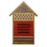Bienenhaus aus Holz für den Außenbereich, wetterbeständiges Insektennest | natürlicher einsamer Bienenlebensraum, umweltfreundliches Bestäuberhotel mit Haken für Gärten, Wände
