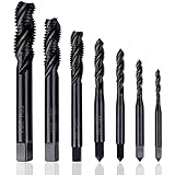 KEWAYO 7 Stück Gewindebohrer Set, HSS 6542 Nitrieren Metrisch Spiralnutbohrer, Maschinengewindebohrer Gewindebohrer Satz M3 M4 M5 M6 M8 M10 M12 für Metall Holz Bohrer