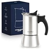 Blumtal Espressokocher Edelstahl 4 Tassen (200 ml) - aluminiumfreie Mokkakanne Induktion, Gas oder Ceranfeld mit verstärkter Wand, Ersatzdichtung und Ersatzfilter, Camping Kaffeekocher