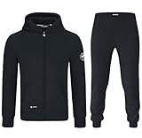 MOOSELINE Herren Jogginganzug Trainingsanzug Sportanzug mit Classic Patch (3XL, Schwarz)