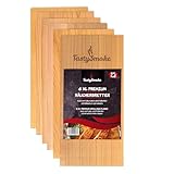 TastySmoke® Premium Zedernholzbrett zum Grillen – 100% Naturprodukt aus Western Red Zeder – Grillbretter aus Zedernholz im 6er Vorteilspack – mehrmals wiederverwendbar