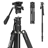 SMALLRIG 71' Videostativ mit Fluidkopf, Aluminium Kamerastativ, 360-Panorama Video Tripod für Reisen, Höhenverstellbar von 16.5' bis 71', max. Nutzlast 15 kg, Fluidkopf Nutzlast 3 kg, CT180 – 3760B