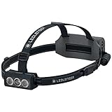 Ledlenser NEO9R LED Stirnlampe Joggen | Extrem helle 1200 Lumen Kopflampe | Lauflampe mit Akku wiederaufladbar | rotes Signallicht | reflektierendes Stirnband | schwenkbarer Lampenkopf | schwarz/grau