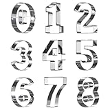 XUZOPIM 9 Pieces Number Cookie Cutter, Cookie Cutters, Numbers 0-9, Stainless Steel Digital Cookie Cutter, Biscuit Cutter, For Biscuits, Baking, Cake Decorating, Fondant, Diy Baking Mould