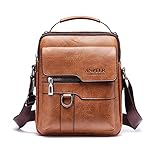 ANPTER Umhängetasche PU Leder Herren Schultertasche Herrentasche Shoulder Bag Seitentasche Crossbody Vintage Handytasche Messenger Bag Umhängen Tasche Man Bag (Braun Schultertaschen)