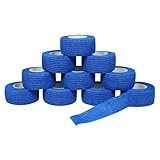 QiGui 10 Rollen Fingerpflaster Selbsthaftend Bandage Elastische Verband 2,5cm x 4,5m Wasserfestes Selbstklebender Haftbandage Cohesive Fixierverband Pflasterverband Pet Vet Wrap für Erste Hilfe Sport