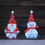 Lights4fun 2er Set LED Weihnachtsmann und Schneemann Silhouette 2D Weihnachtsmann Figur innen und außen Weihnachtsfigur Weihnachtsdeko Weihnachtsbeleuchtung Außen
