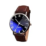 Unisex Analogue Quartz Armbanduhr Herrenuhr, Gürteluhr, modisch, blau, hell, römischer, Business-Herrenuhr, Quarzuhr Damen Armbanduhr Digital (Dark Blue-b, One Size)