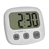 TFA Dostmann Digitaler Kurzzeitmesser zum Sport/Kochen/Lernen, 38.2057.02, inklusive Stoppuhr und Uhrzeit, magnetisch, großes Display, Eieruhr, Küchen-Timer, Sport-Timer, weiß