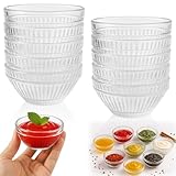 Prebarfun 10 Stück Dip Schälchen aus Glas, 75ml Mini Glasschälchen, Stapelbare Kleine Schälchen für Dips, Saucen, Toppings, Gewürze, Glasschüssel Klein Rund für Dressings, Vorspeisen