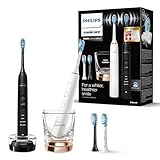 Philips Sonicare DiamondClean 9000 Elektrische Zahnbürste Doppelpack - 2 Schallzahnbürsten, 1x Ladeglas, 4x Premium Bürstenköpfe, neue Generation, schwarz & rosé-gold (Model: HX9914/61)