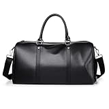 FANDARE Sporttasche Reisetasche Herren Damen Weekender mit Schuhfach Ryanair Handgepäck PU Leder Weekender Bag Schwimmtasche Fitnesstasche Trainingstasche Badetasche Reisetasche Urlaubstasche Schwarz