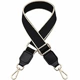 Kiwochy Taschengurt Schulterriemen Breiter Schultergurt Schwarz Trageriemen Handtaschen Schulterriemen Canva Riemen Breite 3.8cmlängenverstellbarer 85-135cm Karabiner in Gold für Handtaschen Bag Strap