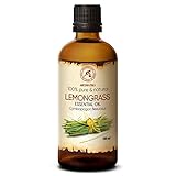 Zitronengras Öl 100ml - Cymbopogon Flexuosus - Indien - Natürlich & Rein - Lemongrasöl Ätherisches - für Aromatherapie - Aroma Diffuser - Duftlampe - Raumduft - Lemongrass Essential Oil