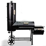 TAINO CHIEF 130 XXL Smoker 130kg BBQ GRILLWAGEN Holzkohle Grillkamin 3,5 mm Stahl PROFI-QUALITÄT Räucherofen (130 kg Smoker)