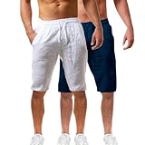 VEMOW Sportkleidung Shorts Baumwolle Herren Solide Und Und Herren Hosen 2 Pack (NY1, S)