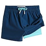 MaaMgic Badehose Jungen Badeshorts Kinder Schnelltrocknend Schwimmhose Kurze Swim Shorts für Kleine Boardshorts mit Kompression Taschen Verstellbare Tunnelzug MEHRWEG,Navy Königsblau,10-12 Jahre