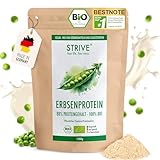STRIVE Erbsenprotein 100% BIO Vegan | Fermentiertes Premium Erbsenprotein Isolat | Cremig, gut löslich, neutral | 1 kg Bio Eiweiß Pulver mit allen Aminosäuren | Geprüfte Qualität DE-ÖKO-039