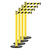 TopGurtSystem BIGPACK 4 x Kunststoff Gurtpfosten, Innen- und Außenbereich, gelb/schwarz, 4 m, Art.-Nr. 609541 | Gurtpfosten | Gurtständer | Personenleitsystem