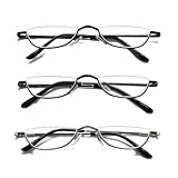 Viseng 3 Pack Mini Halbmond Halbrahmen Lesebrille ultradünne metall material rahmen Lesebrille Leicht Komfortable unisex 1.5