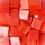 Mosaikfliesenzubehör für Bastelarbeiten, Teller, Bilderrahmen, Blumentöpfe, handgefertigter Schmuck, 1,5 x 1,5 cm, quadratische Glasdekorfliesen, 130 Stück/200 g, Rot / Orange