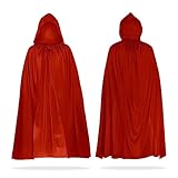 MIVAIUN Halloween Rot Kapuzenumhang Hexe Cosplay Zubehör Erwachsene Kinder Kostüm, Rot Umhang, Halloween Kostüm, Kapuze Umhang, Umhang für Halloween, Maskerade, Familienfeier (Rot,140cm)